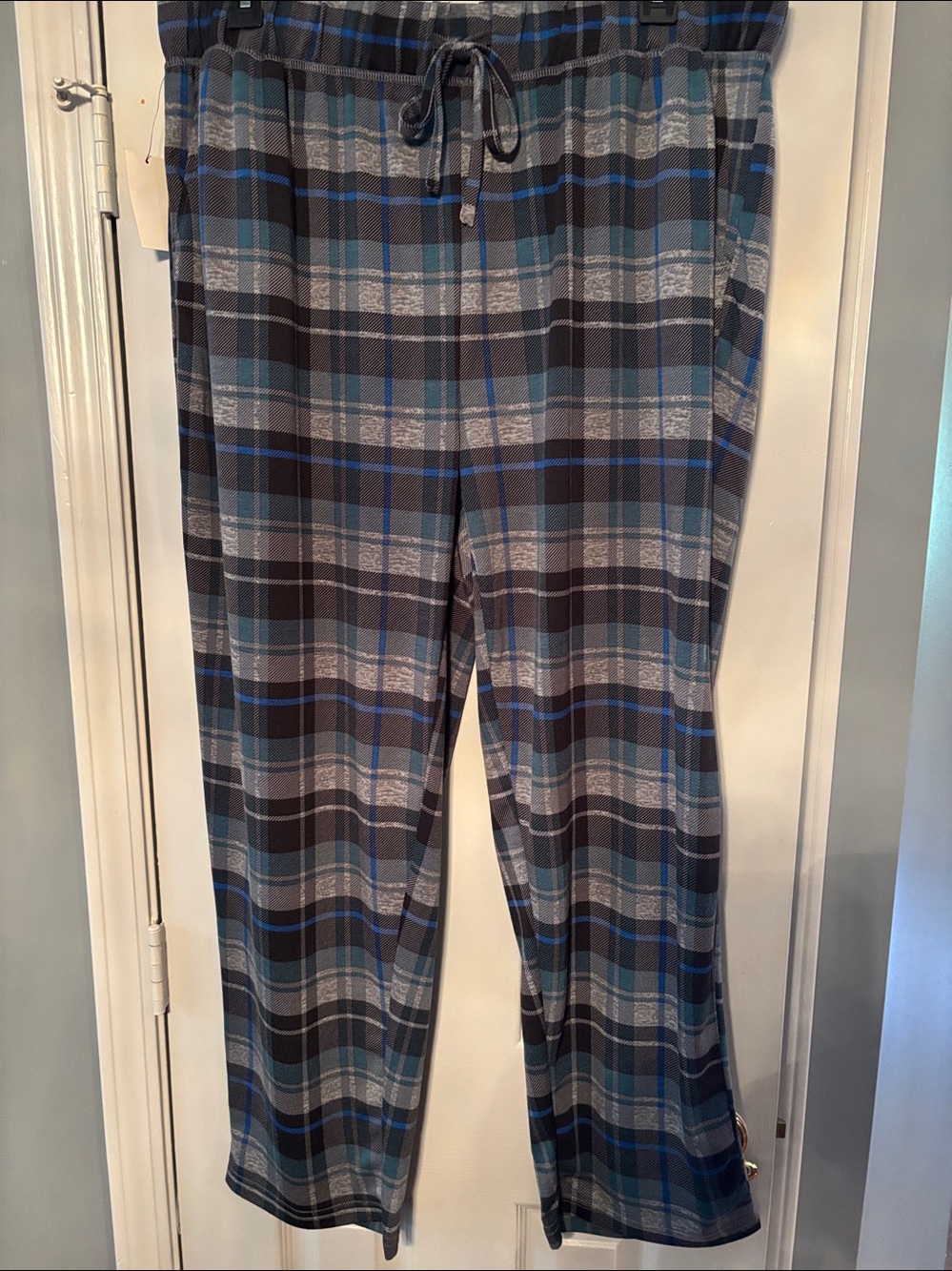 Cuddl Duds Green Plaid French Terry Lounge Sleep Pajama Pants NWT